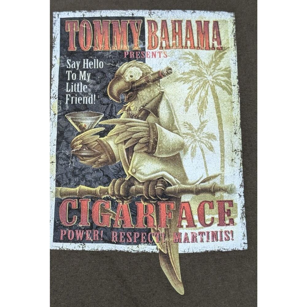 Tommy Bahama Cigarface Graphic T Shirt XL Brown Double Sided Cotton Relaxed
